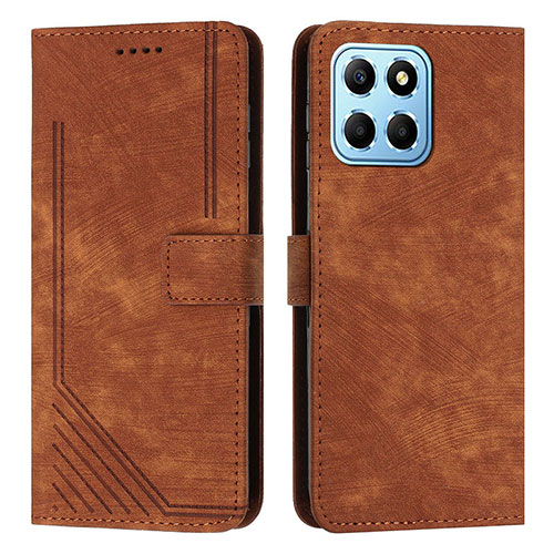 Leather Case Stands Flip Cover Holder H01X for Huawei Honor X6 Brown