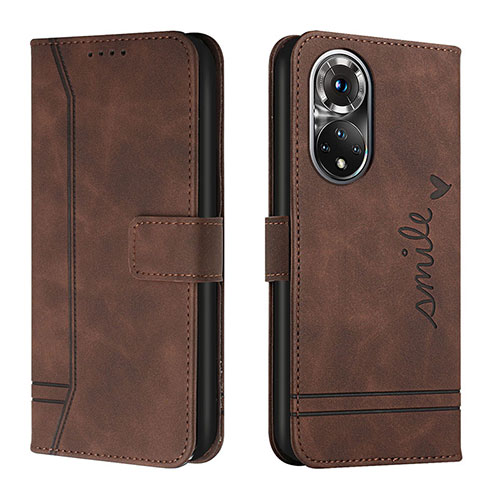 Leather Case Stands Flip Cover Holder H01X for Huawei Nova 9 Brown