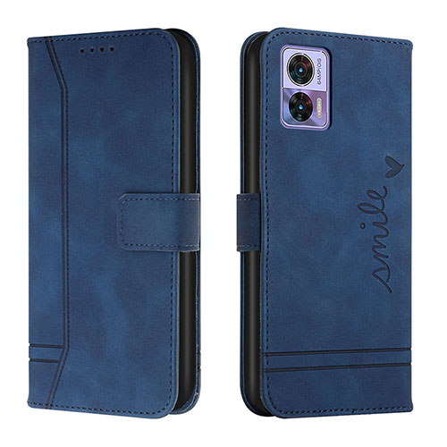 Leather Case Stands Flip Cover Holder H01X for Motorola Moto Edge 30 Neo 5G Blue