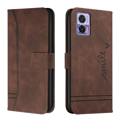 Leather Case Stands Flip Cover Holder H01X for Motorola Moto Edge 30 Neo 5G Brown