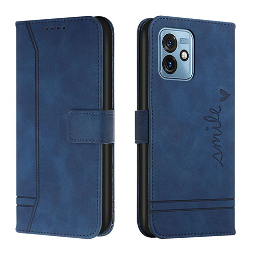 Leather Case Stands Flip Cover Holder H01X for Motorola Moto G 5G (2023) Blue