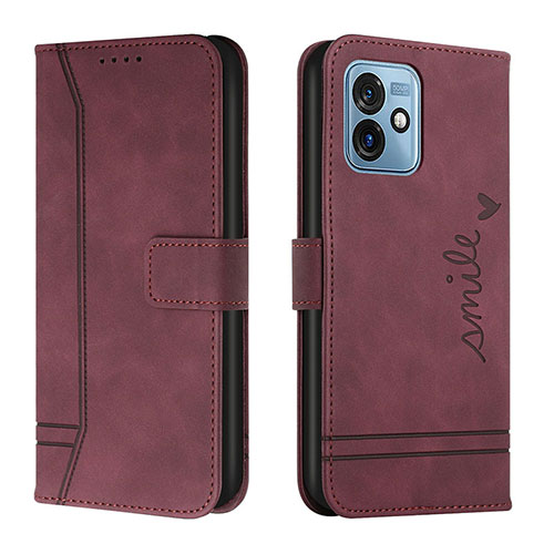 Leather Case Stands Flip Cover Holder H01X for Motorola Moto G 5G (2023) Red