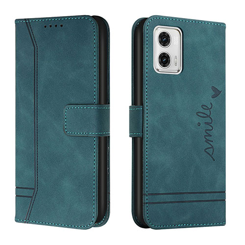 Leather Case Stands Flip Cover Holder H01X for Motorola Moto G73 5G Green