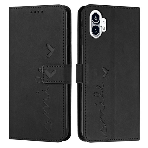 Leather Case Stands Flip Cover Holder H01X for Nothing Phone 1 Black