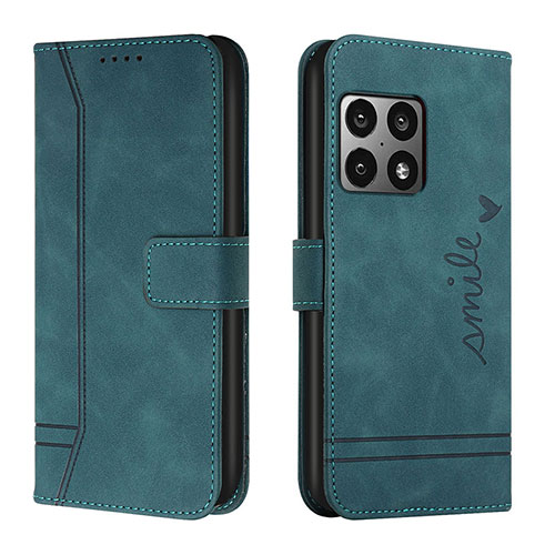 Leather Case Stands Flip Cover Holder H01X for OnePlus 10 Pro 5G Green