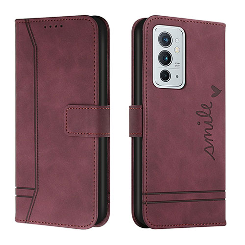 Leather Case Stands Flip Cover Holder H01X for OnePlus 9RT 5G Red