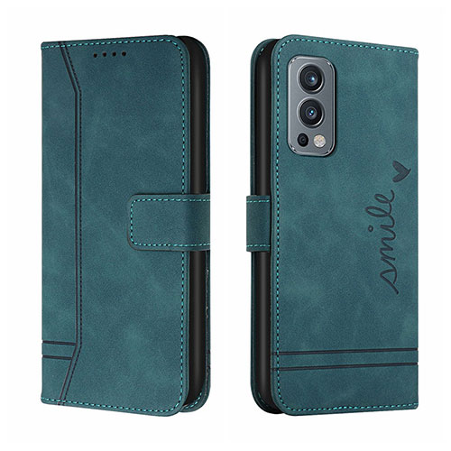 Leather Case Stands Flip Cover Holder H01X for OnePlus Nord 2 5G Green