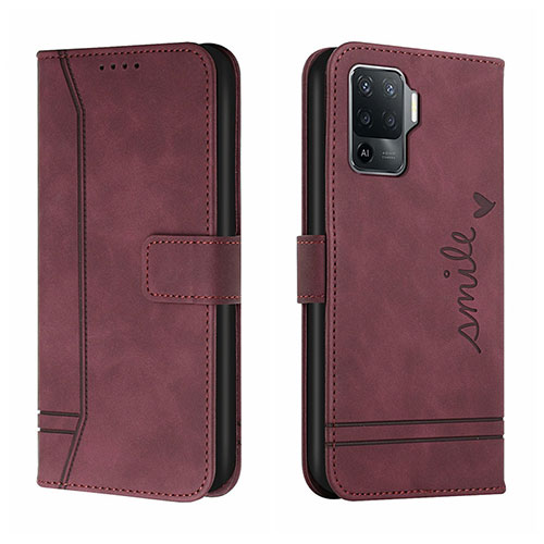 Leather Case Stands Flip Cover Holder H01X for Oppo F19 Pro Red