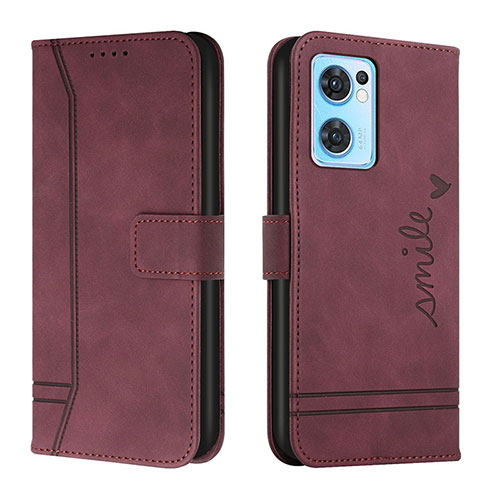 Leather Case Stands Flip Cover Holder H01X for Oppo Find X5 Lite 5G Red