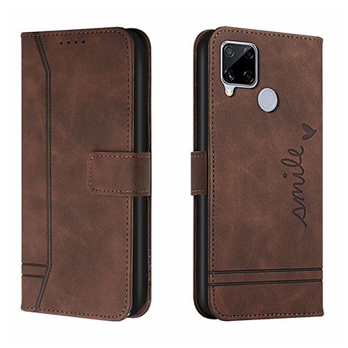 Leather Case Stands Flip Cover Holder H01X for Realme 7i RMX2193 Brown