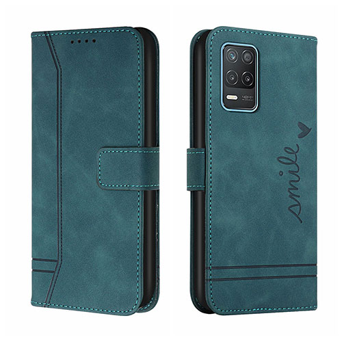 Leather Case Stands Flip Cover Holder H01X for Realme 8 5G Green