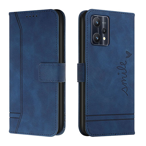 Leather Case Stands Flip Cover Holder H01X for Realme 9 4G Blue