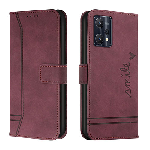 Leather Case Stands Flip Cover Holder H01X for Realme 9 Pro+ Plus 5G Red