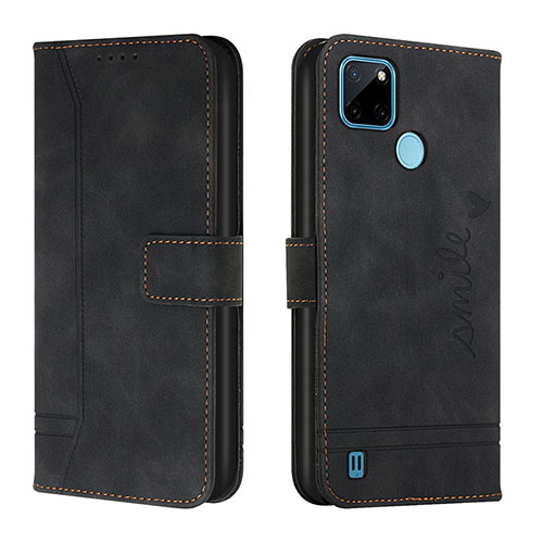 Leather Case Stands Flip Cover Holder H01X for Realme C21Y Black