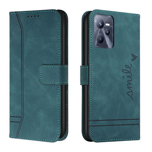 Leather Case Stands Flip Cover Holder H01X for Realme C35 Green