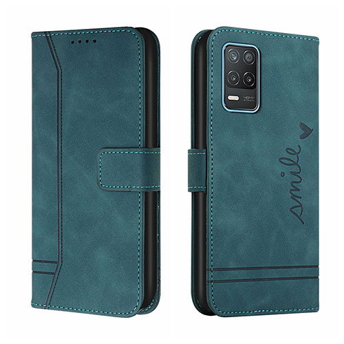 Leather Case Stands Flip Cover Holder H01X for Realme Narzo 30 5G Green