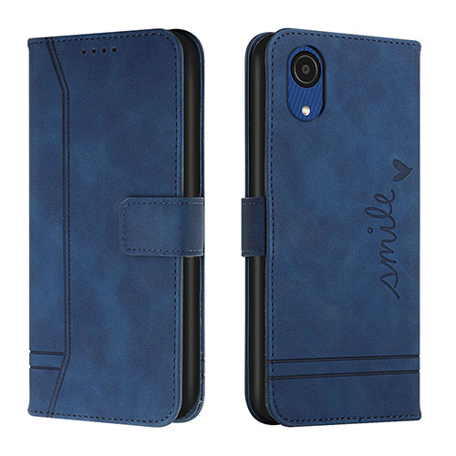 Leather Case Stands Flip Cover Holder H01X for Samsung Galaxy A03 Core Blue