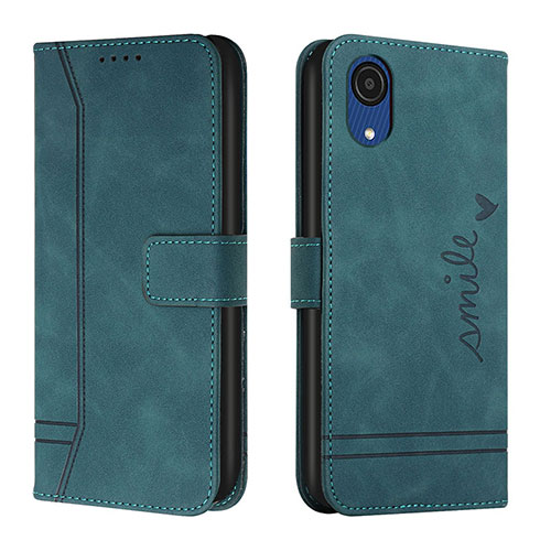 Leather Case Stands Flip Cover Holder H01X for Samsung Galaxy A03 Core Green