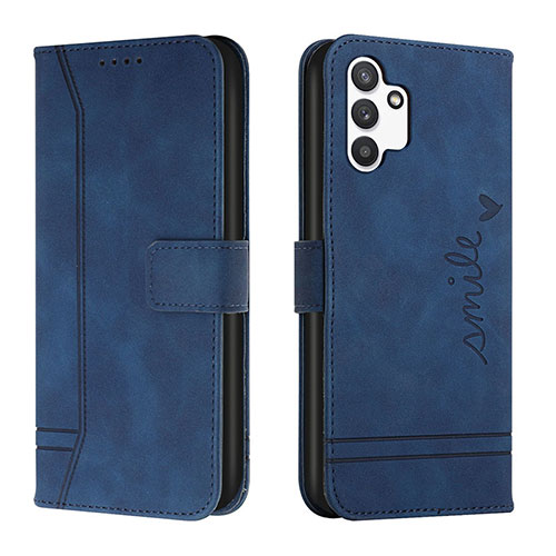 Leather Case Stands Flip Cover Holder H01X for Samsung Galaxy A13 4G Blue