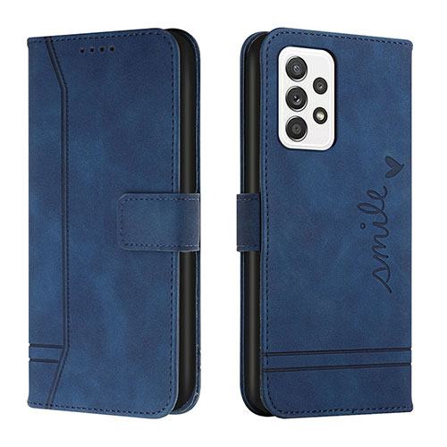 Leather Case Stands Flip Cover Holder H01X for Samsung Galaxy A53 5G Blue