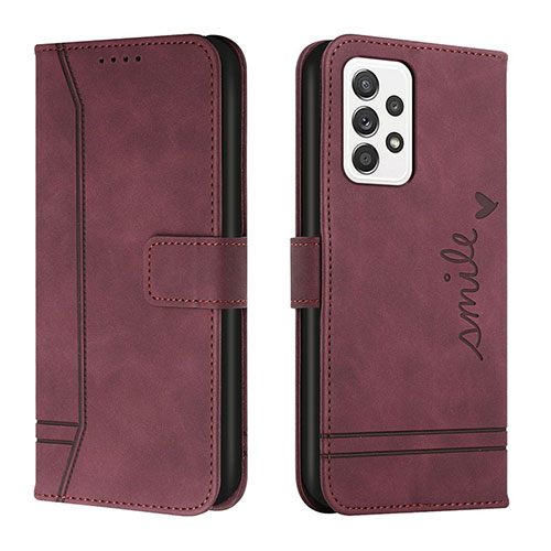 Leather Case Stands Flip Cover Holder H01X for Samsung Galaxy A53 5G Red