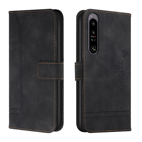 Leather Case Stands Flip Cover Holder H01X for Sony Xperia 1 IV Black