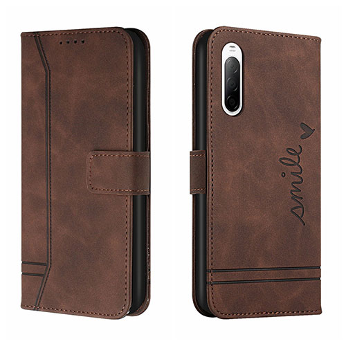 Leather Case Stands Flip Cover Holder H01X for Sony Xperia 10 III Lite Brown