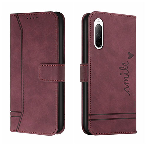 Leather Case Stands Flip Cover Holder H01X for Sony Xperia 10 III Lite Red