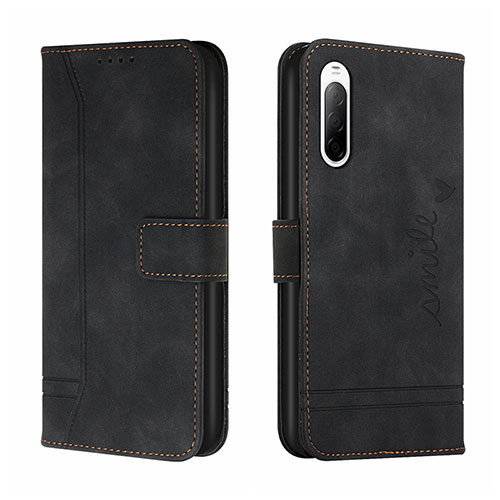 Leather Case Stands Flip Cover Holder H01X for Sony Xperia 10 III SO-52B Black