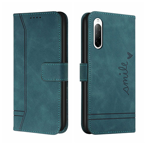 Leather Case Stands Flip Cover Holder H01X for Sony Xperia 10 III SOG04 Green