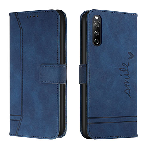 Leather Case Stands Flip Cover Holder H01X for Sony Xperia 10 IV Blue