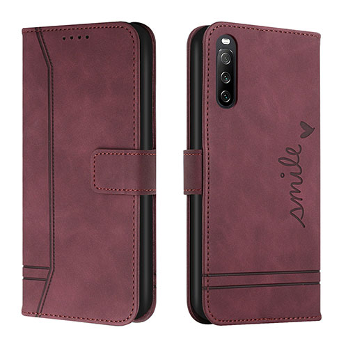 Leather Case Stands Flip Cover Holder H01X for Sony Xperia 10 IV SO-52C Red