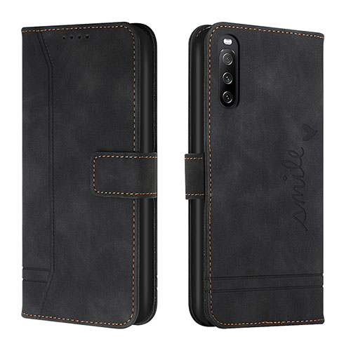 Leather Case Stands Flip Cover Holder H01X for Sony Xperia 10 IV SOG07 Black