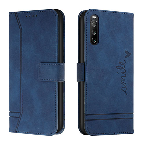 Leather Case Stands Flip Cover Holder H01X for Sony Xperia 10 IV SOG07 Blue