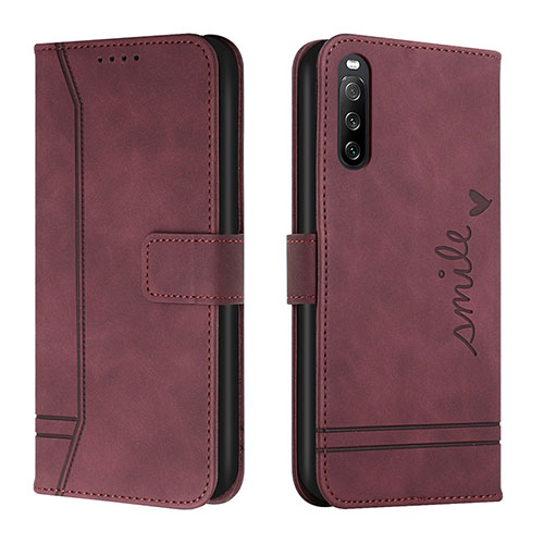 Leather Case Stands Flip Cover Holder H01X for Sony Xperia 10 IV SOG07 Red