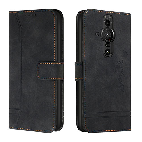 Leather Case Stands Flip Cover Holder H01X for Sony Xperia PRO-I Black