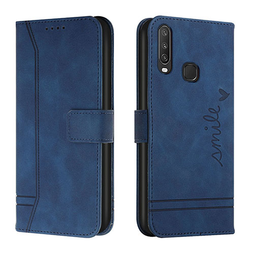 Leather Case Stands Flip Cover Holder H01X for Vivo Y11 Blue