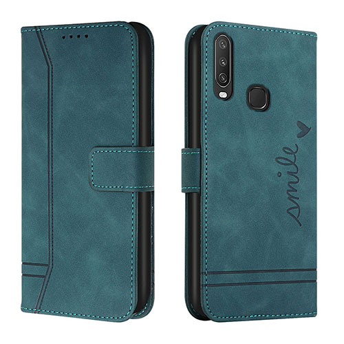 Leather Case Stands Flip Cover Holder H01X for Vivo Y11 Green