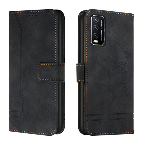 Leather Case Stands Flip Cover Holder H01X for Vivo Y20a Black