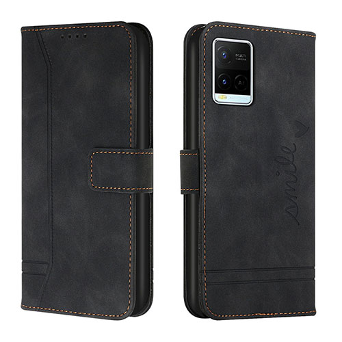 Leather Case Stands Flip Cover Holder H01X for Vivo Y21a Black