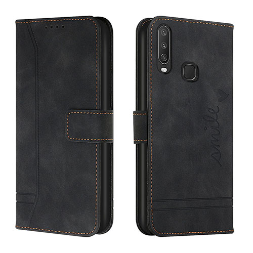 Leather Case Stands Flip Cover Holder H01X for Vivo Y3s Black