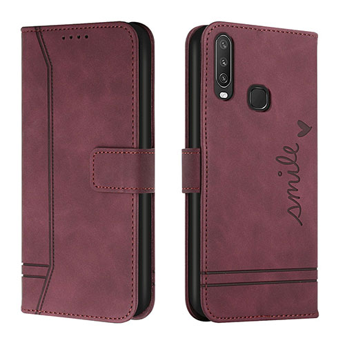 Leather Case Stands Flip Cover Holder H01X for Vivo Y3s Red