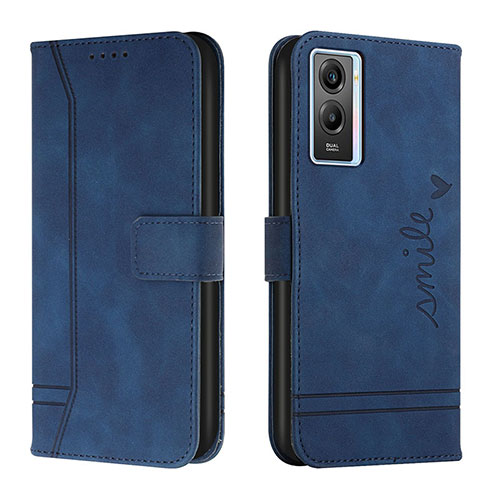 Leather Case Stands Flip Cover Holder H01X for Vivo Y55s (2021) Blue