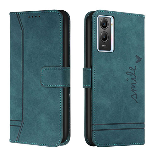 Leather Case Stands Flip Cover Holder H01X for Vivo Y55s (2021) Green