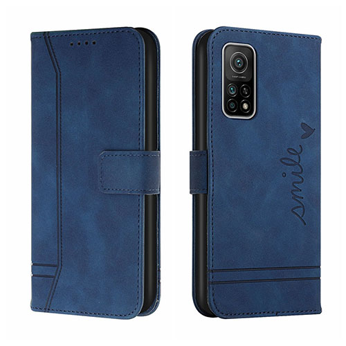 Leather Case Stands Flip Cover Holder H01X for Xiaomi Mi 10T 5G Blue