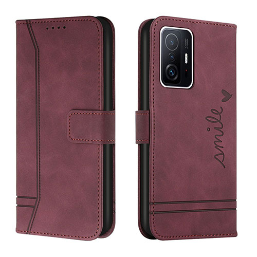 Leather Case Stands Flip Cover Holder H01X for Xiaomi Mi 11T 5G Red