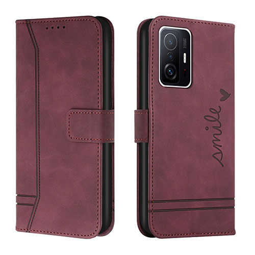 Leather Case Stands Flip Cover Holder H01X for Xiaomi Mi 11T Pro 5G Red