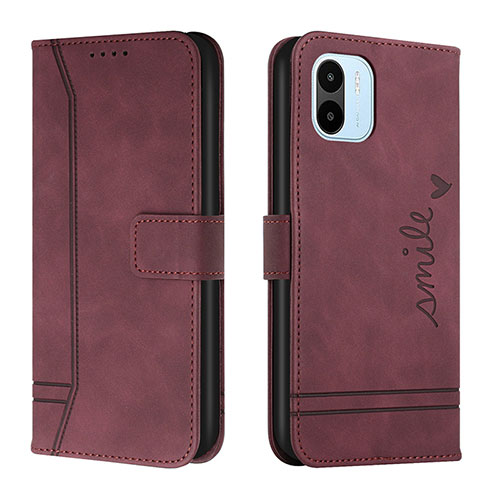 Leather Case Stands Flip Cover Holder H01X for Xiaomi Poco C50 Red