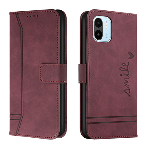 Leather Case Stands Flip Cover Holder H01X for Xiaomi Poco C51 Red