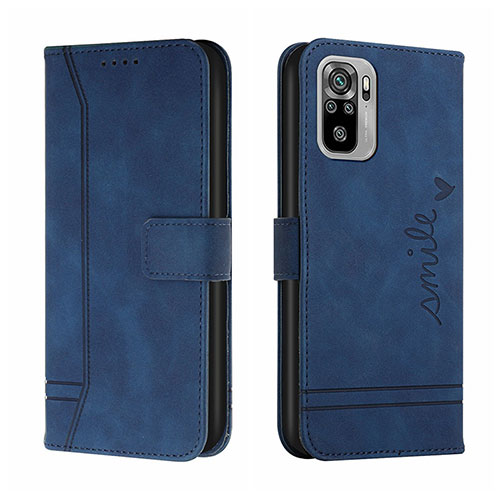 Leather Case Stands Flip Cover Holder H01X for Xiaomi Poco M5S Blue